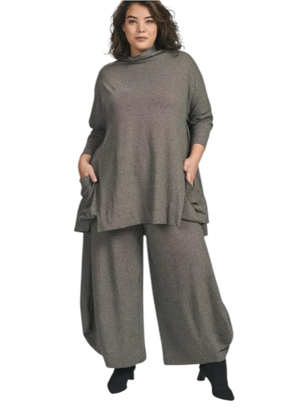 Alembika Punto Pants Fog Size 4 | US 12-14 NWT Wide Leg Barrel Crop Lagenlook